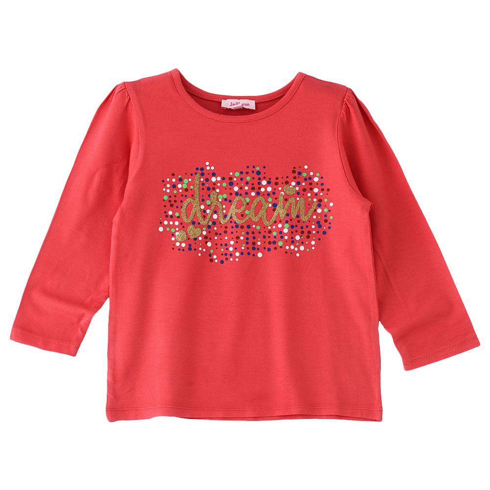 Jelliene - Knit T-Shirt W/ Print At Front - Red