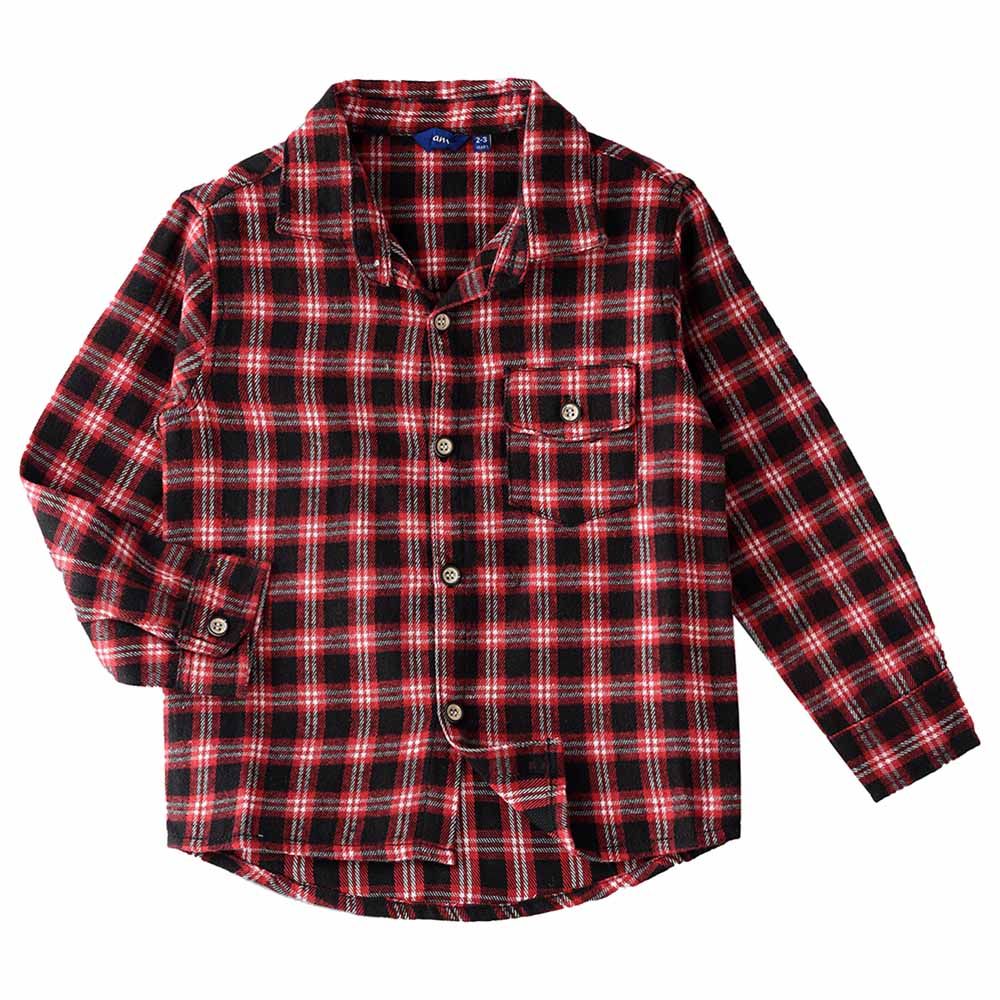 Jam - Woven Checks Long Sleeve Polo - Red