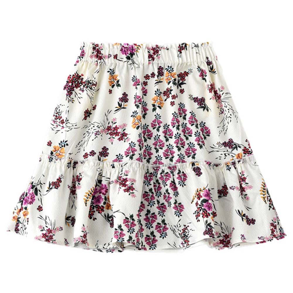 Jelliene - Girls All Over Printed Woven Skirt - White