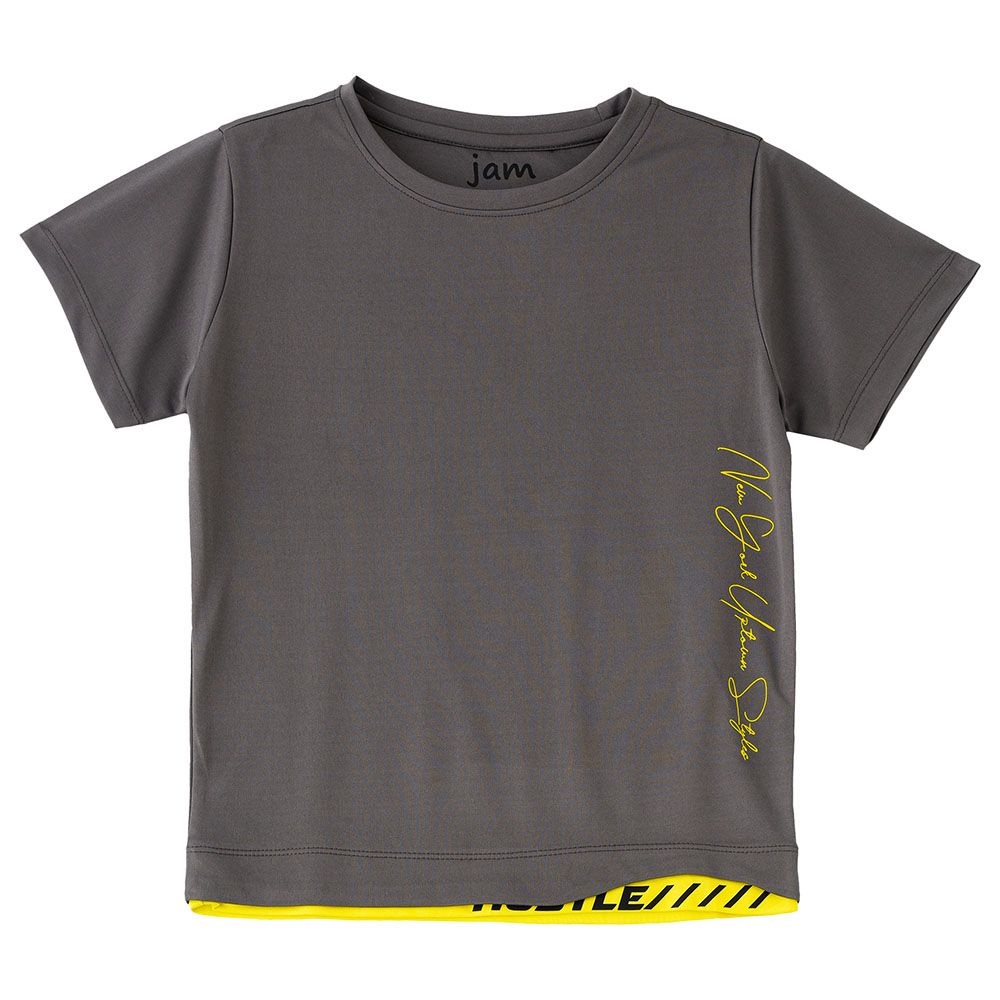 Jam - Knit T-Shirt W/ Print At Front - Grey