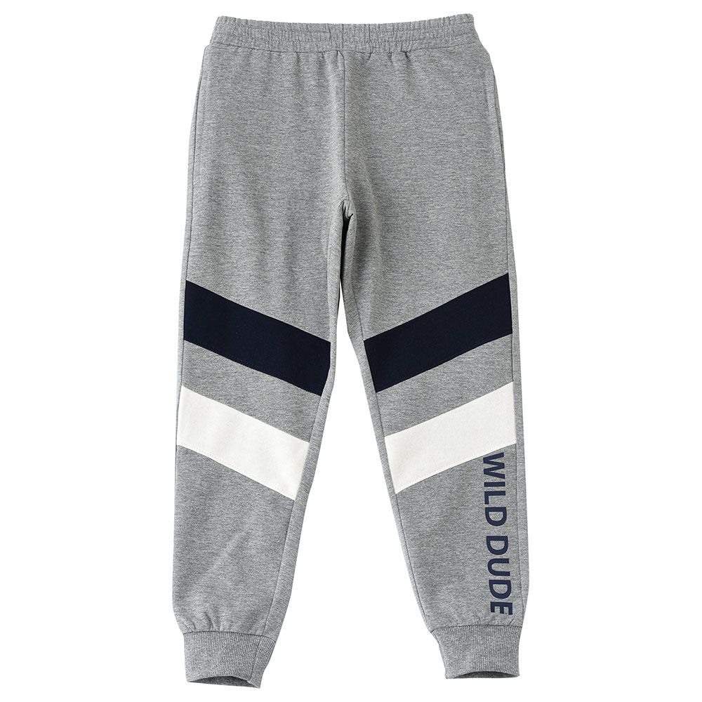 Jam - Knit Jogger W/ Contrast Fabric At Knee - Grey