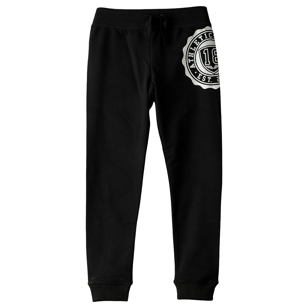 Jelliene - Knit Jogger With Print At Front - Black