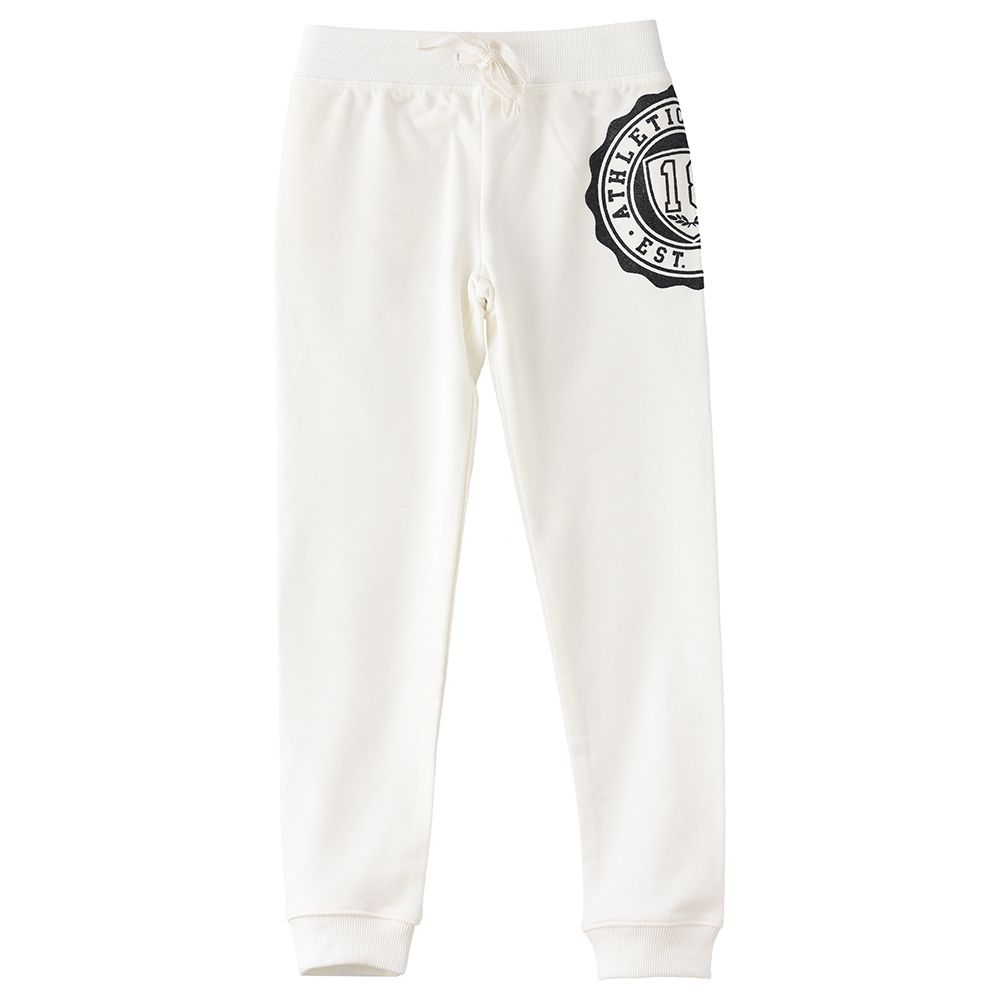 Jelliene - Knit Jogger With Print At Front - White