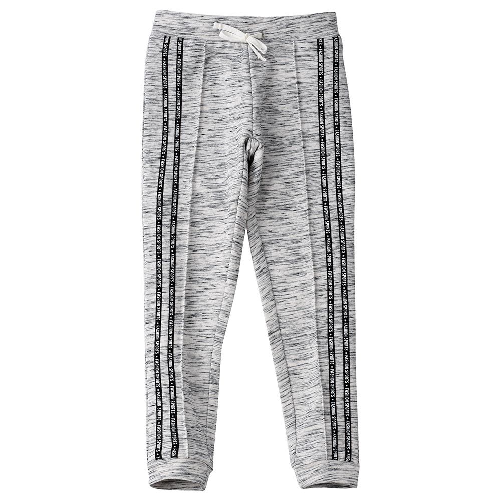 Jelliene - Text Printed Knit Jogger - Lt. Grey Melange