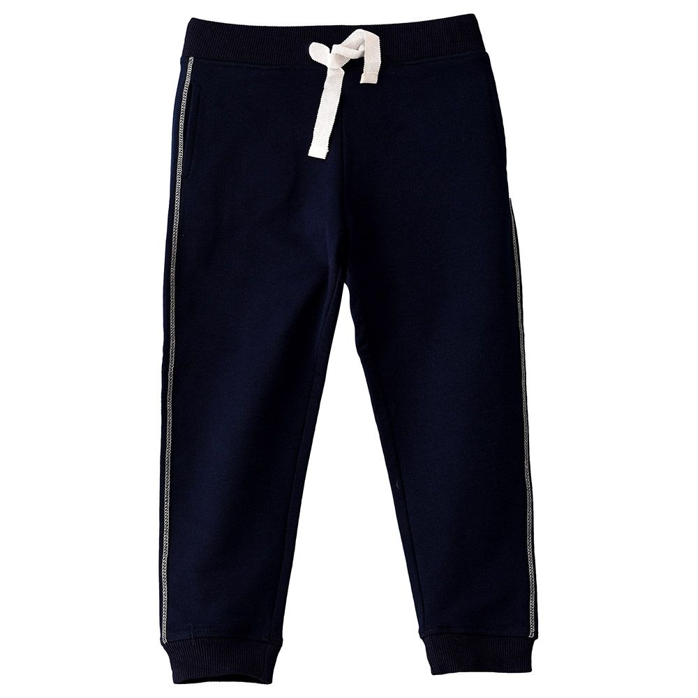 Jelliene - Knit Jogger With Contrast Tape At Side Seam - Navy Blue