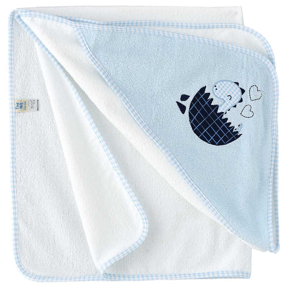 Tiny Hug - Baby Blanket With Hood - Blue/White