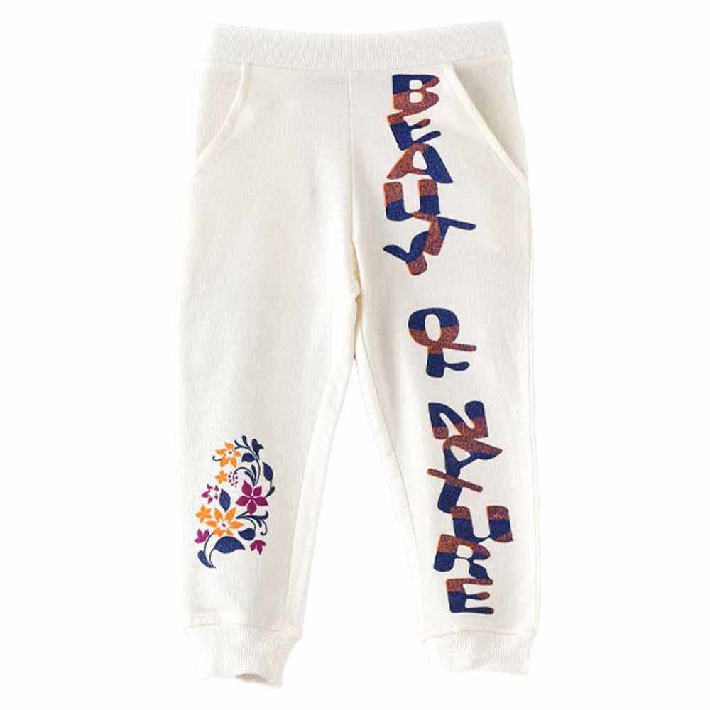 Jelliene - Floral Knitted Jogger - White