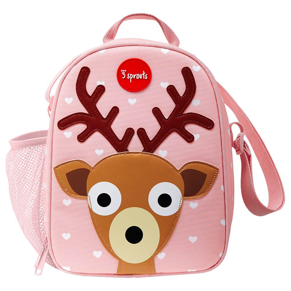 3 Sprouts - Deer Lunch Bag - Brown/Pink