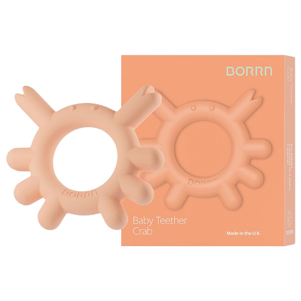 BORRN - Silicone BPA Free Non-Toxic Teether Crab - Orange