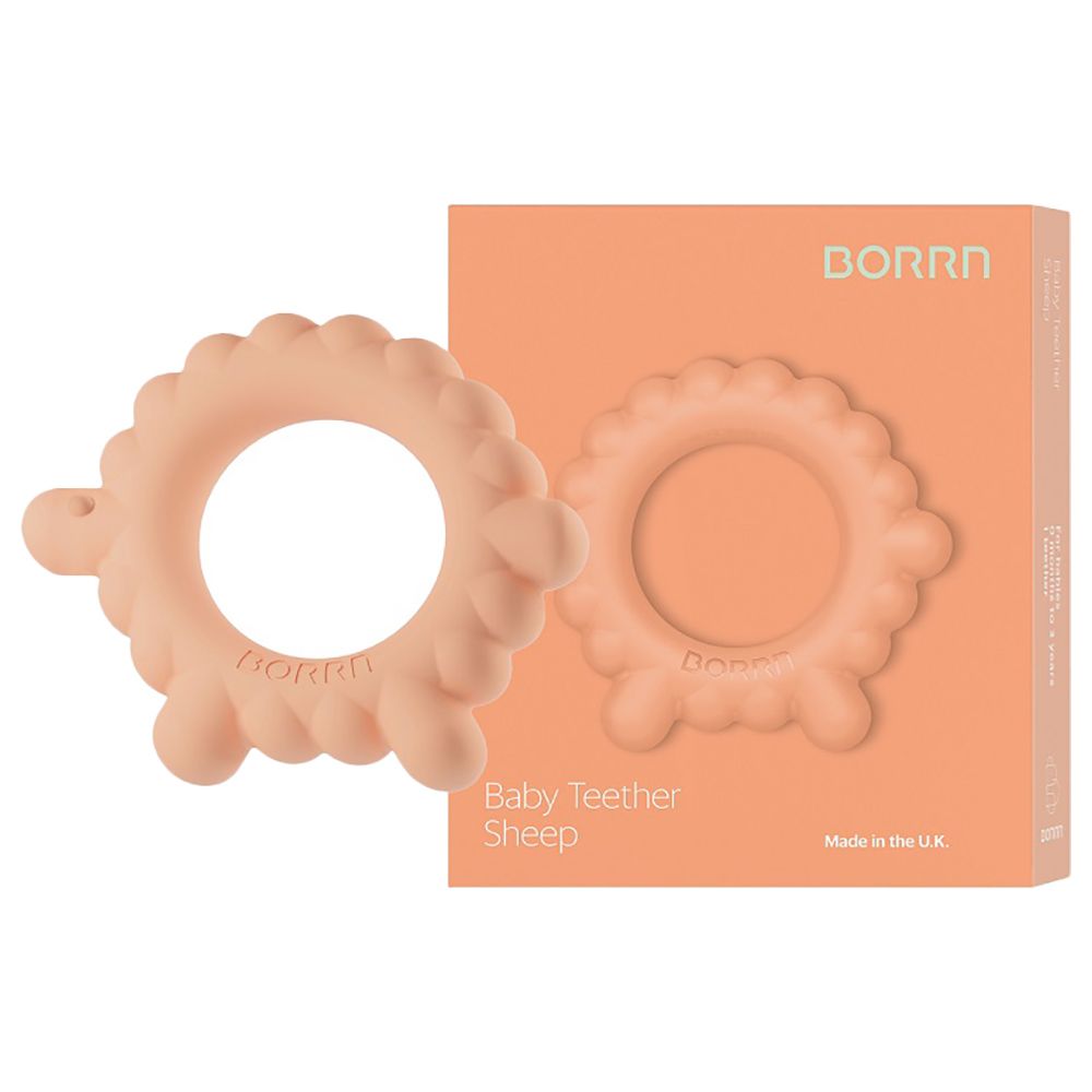 BORRN - Silicone BPA Free Non-Toxic Teether Sheep - Orange