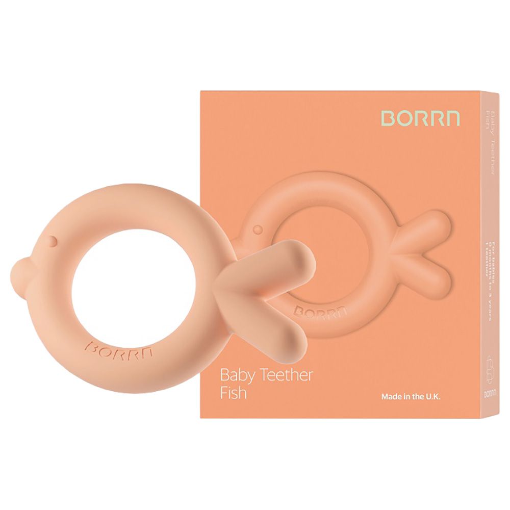 BORRN - Silicone BPA Free Non-Toxic Teether Fish - Orange