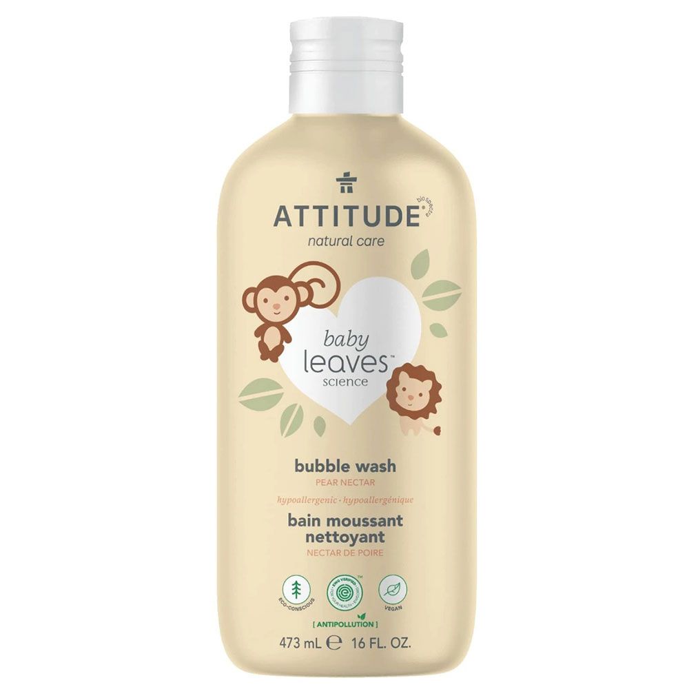 Attitude - Baby Leaves Natural Bubble Wash Pear Nectar 473ml