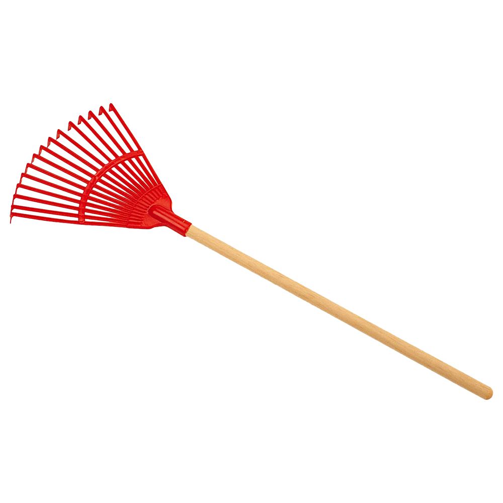 Plasto - Rake With Wooden Handle - 80 cm - Red