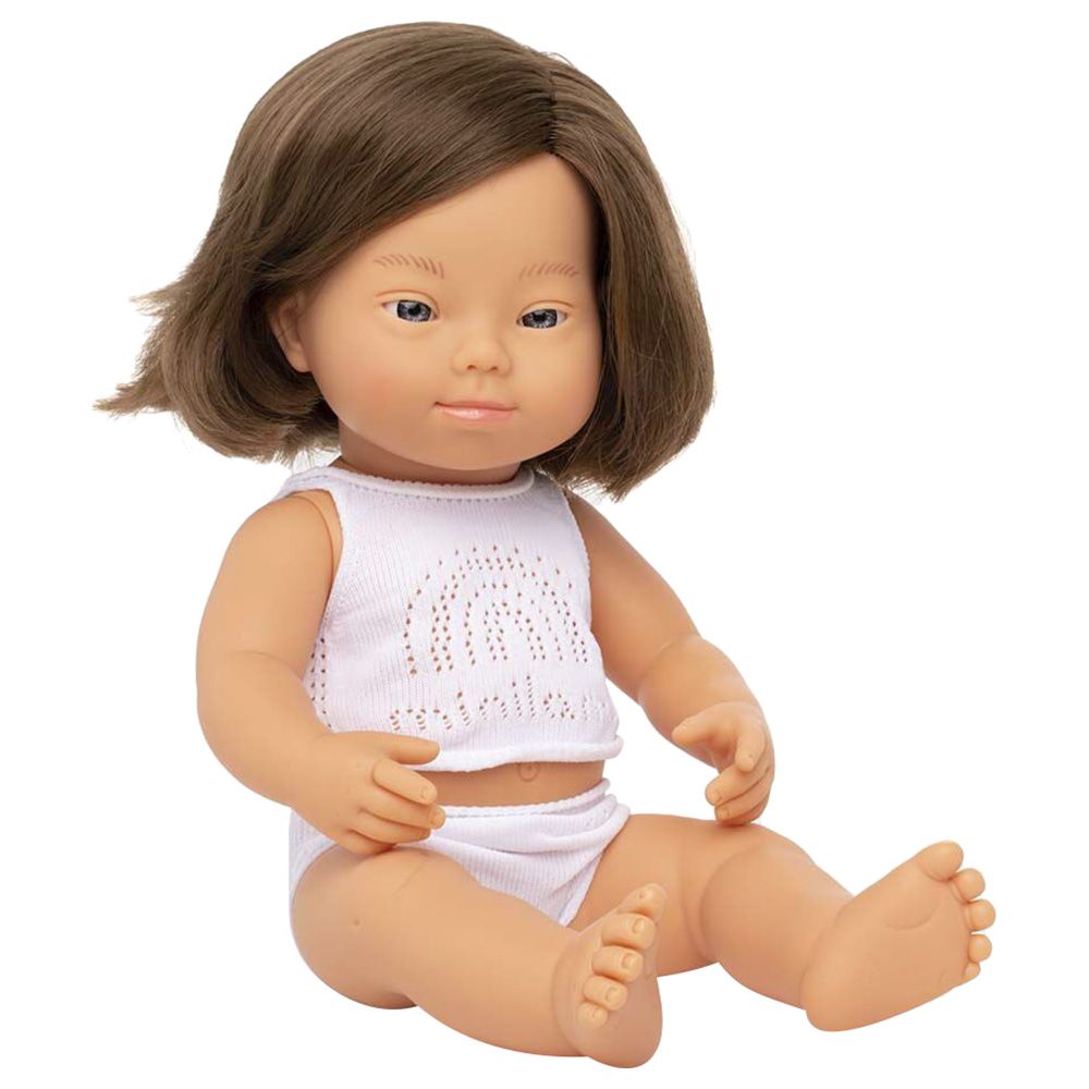 Miniland Baby - Caucasian Girl Doll w/ Down Syndrome - 38cm - White