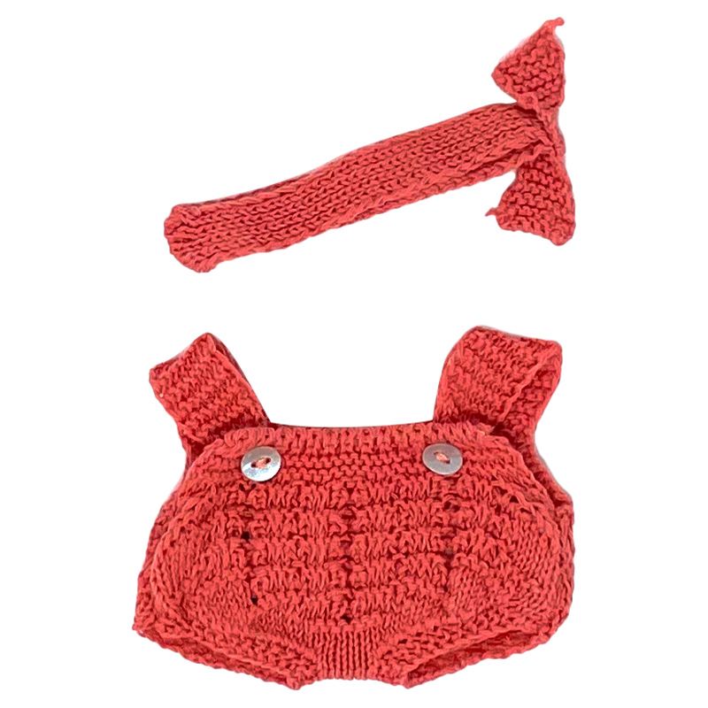 Miniland Baby - Knitted Doll Outfit Rompers & Headband - 21cm - Red