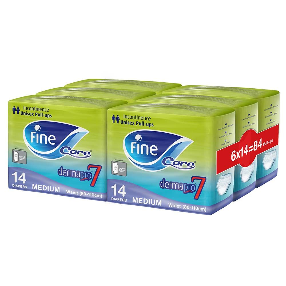 Fine Care - Incontinence Unisex Pull-Ups, Medium, Pack of 6 - 84 Diapers