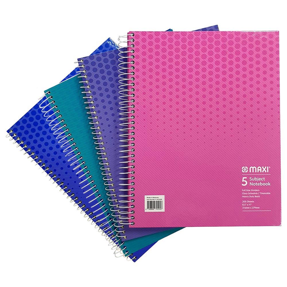 Maxi - Spiral Hc 5 Subject Notebook - 11X8.5 - 200 Sheets