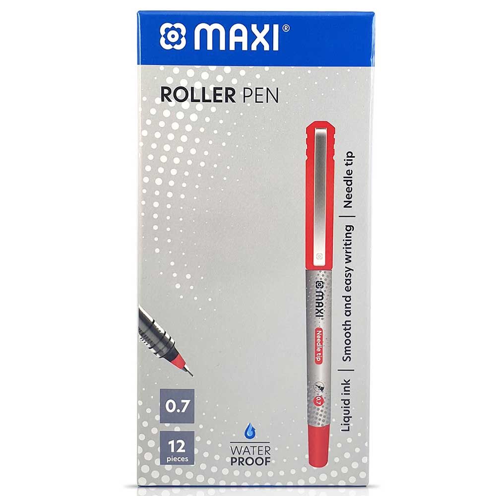 Maxi - Roller Pen 0.7 mm Needle Tip 12Pcs - Red 