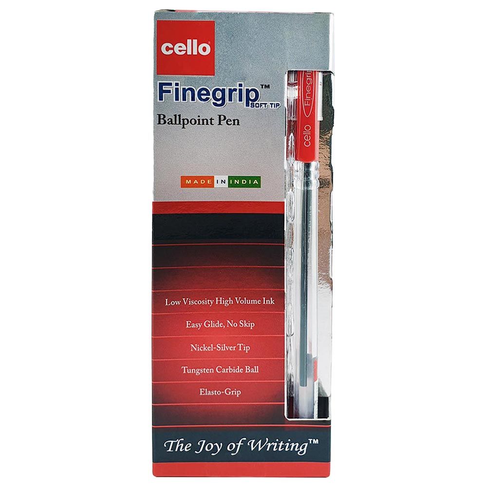 Cello - Ball Pen Finegrip 0.7mm Red Pack of 12