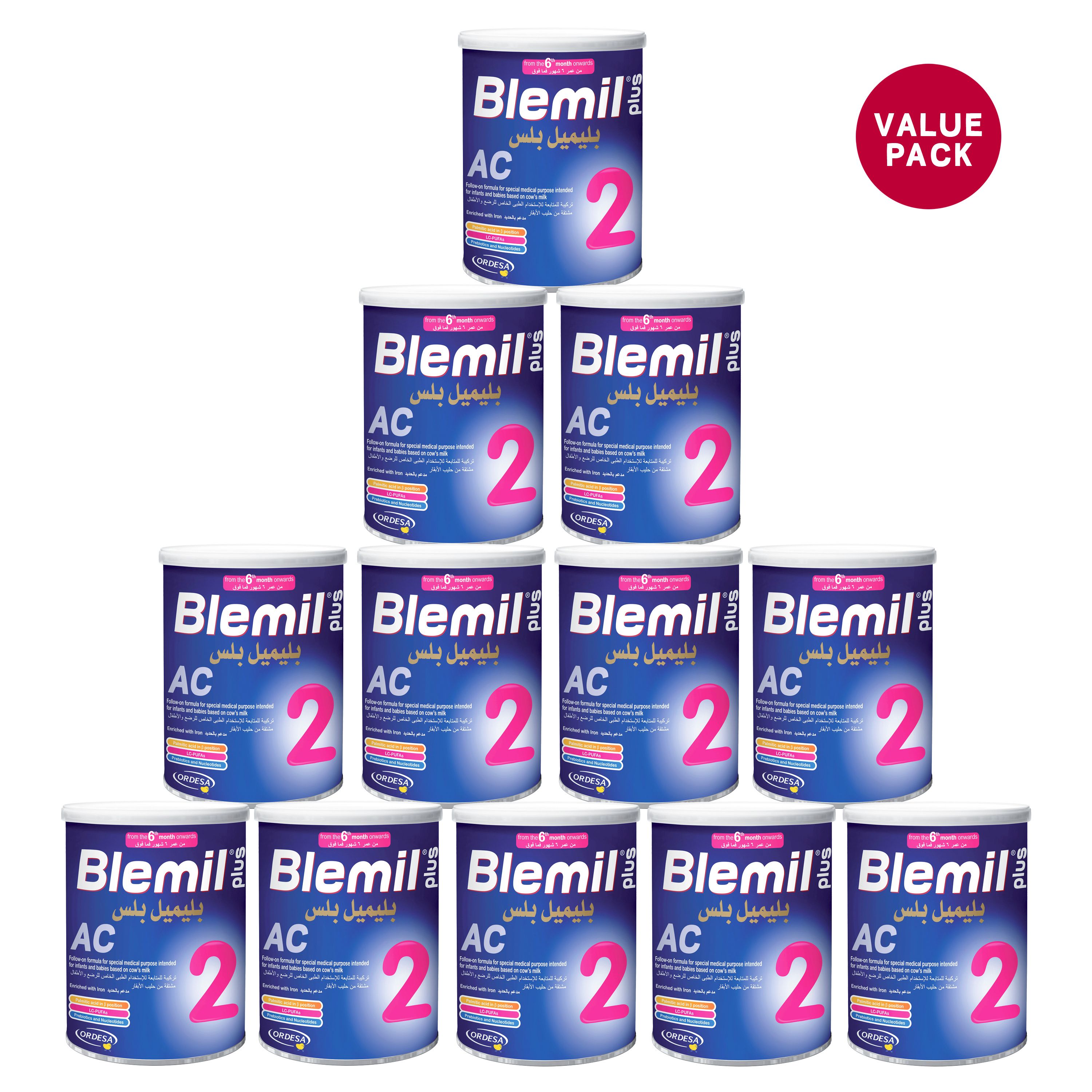 Blemil Plus 2AC Follow-up Formula - 400g x12 Packs - Anti-constipation