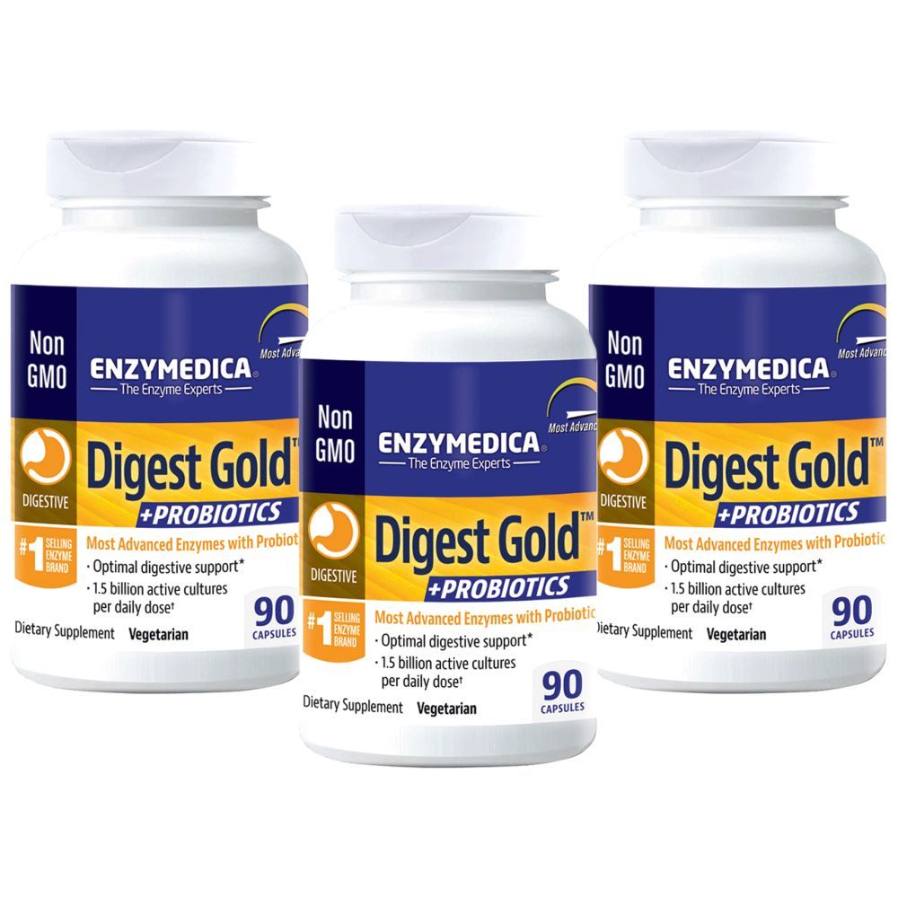 Enzymedica - Digest Gold + Probiotics 90 Capsules Pack of 3