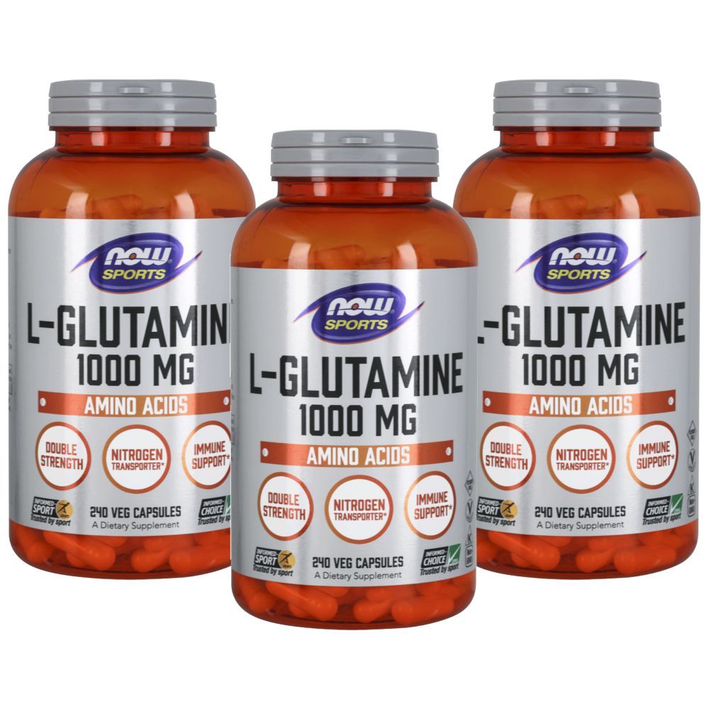 Now Sports L-Glutamine Double Strength 1000mg 120 Capsules 3pcs