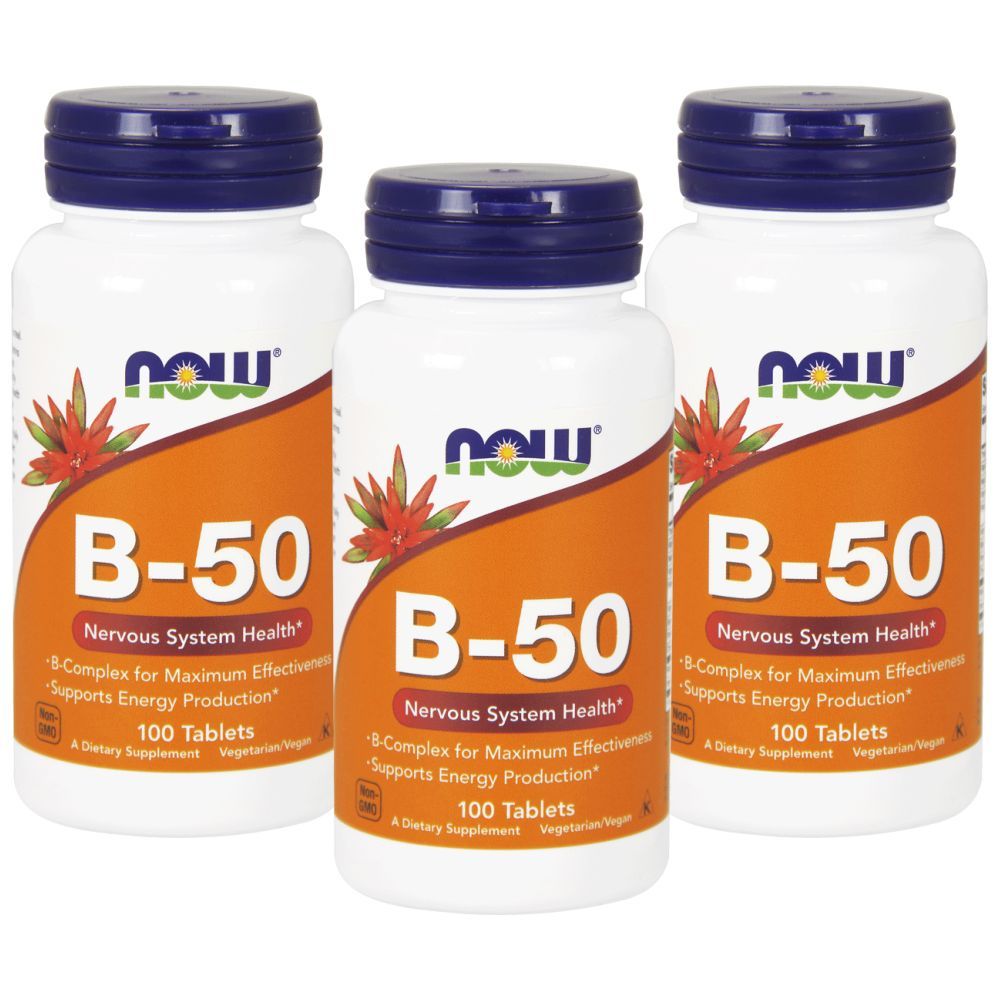 Now Foods Vitamin B-50 mg 100 Veg Capsules Pack of 3