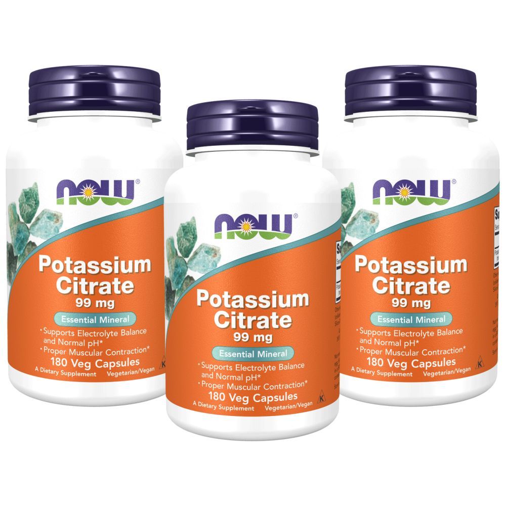 Now Foods Potassium Citrate 99mg 180 Veg Capsules Pack of 3