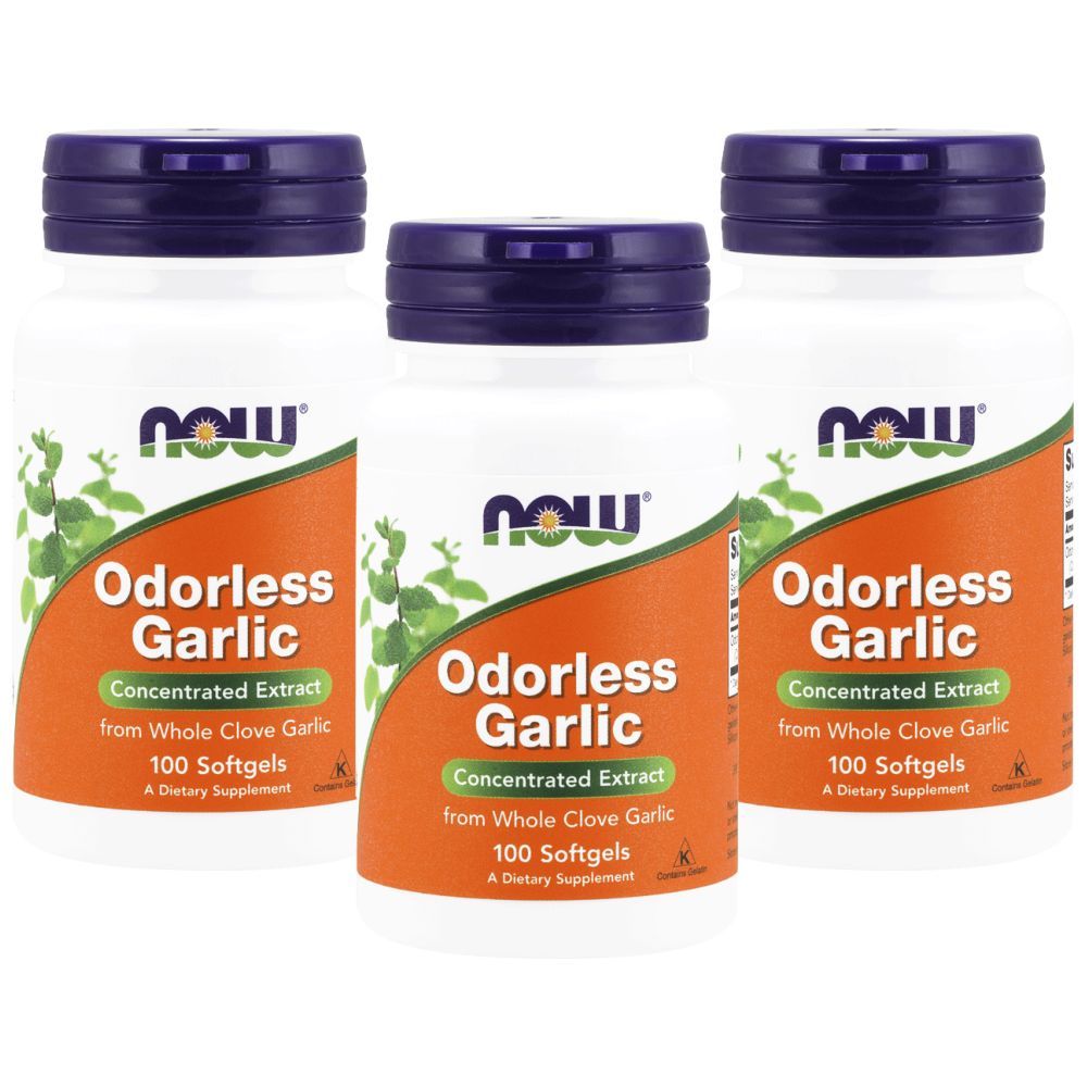 Now Foods Odorless Garlic 100 Softgels Pack of 3