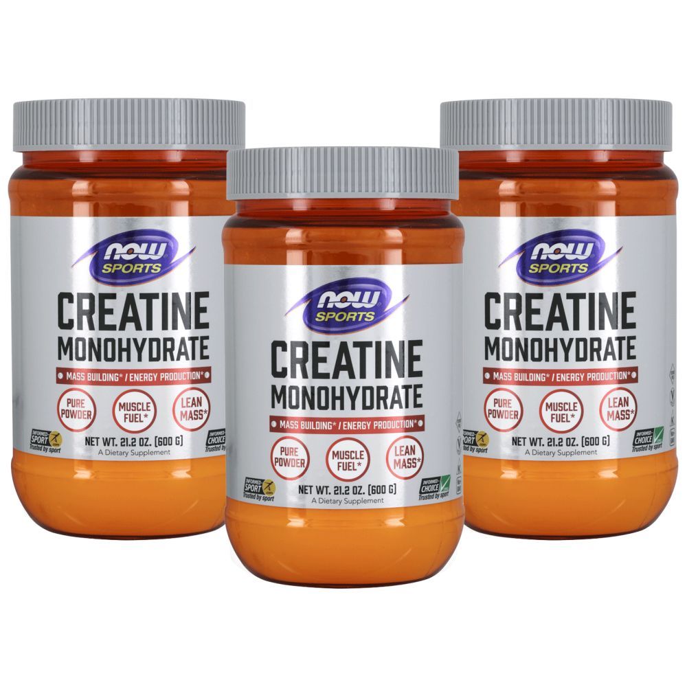 Now Sports, Creatine Monohydrate Powder 600grams Pack of 3