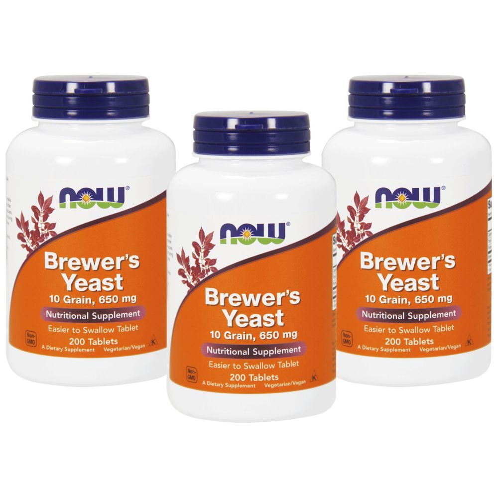 Now Foods Brewer's Yeast 650 mg 200 Tablets Pack of 3