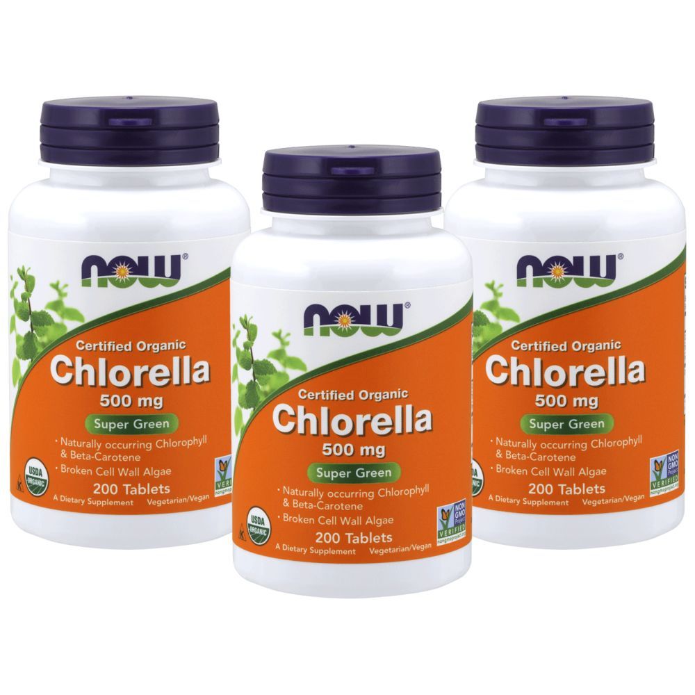 Now Foods Organic Chlorella 200 Tablets Pack of 3