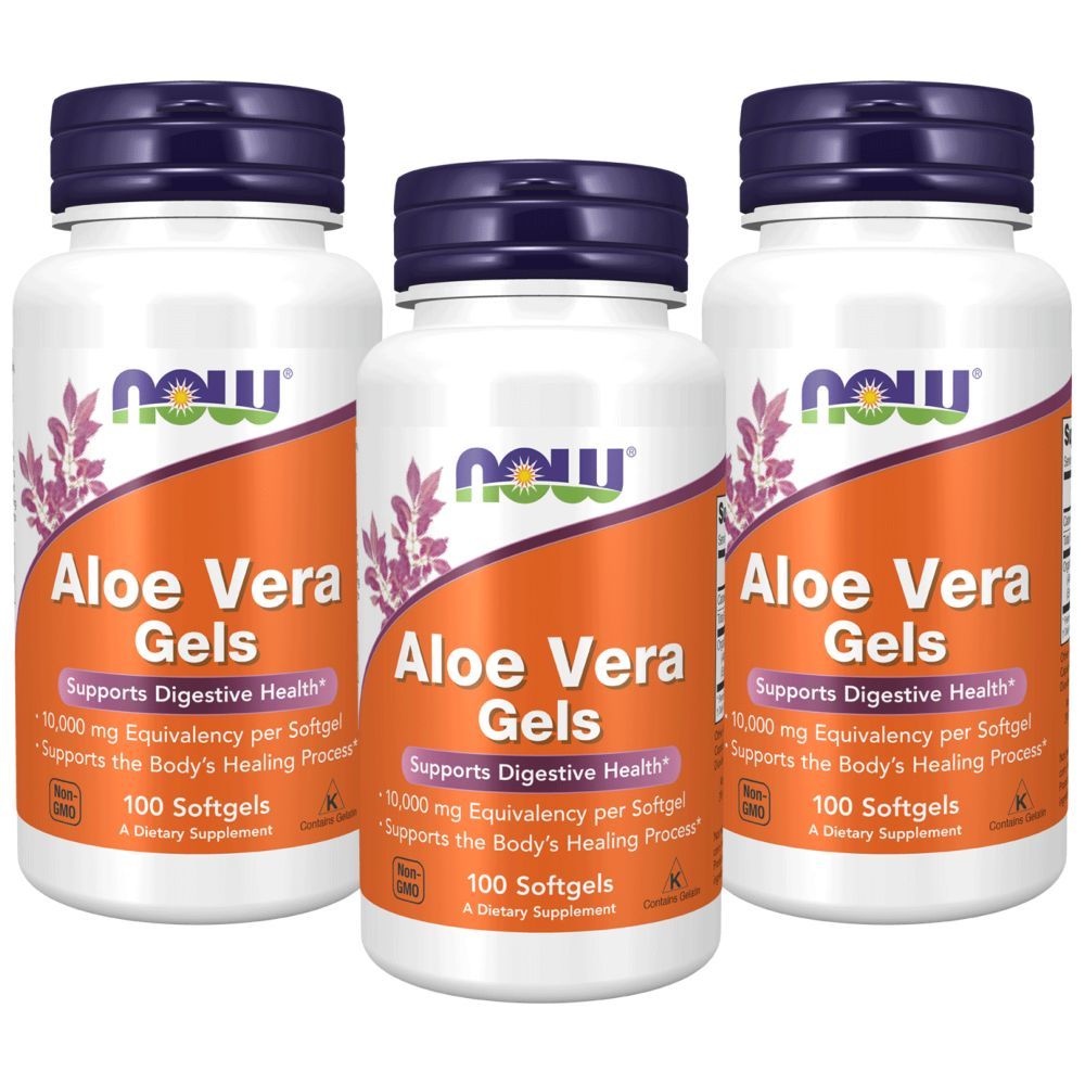 Now Foods Aloe Vera gels 10,000 mg 100 Softgels Pack of 3