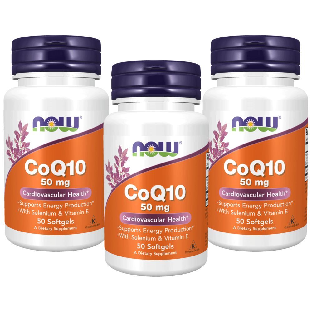 Now Foods CoQ10 50 mg 50 Softgels Pack of 3