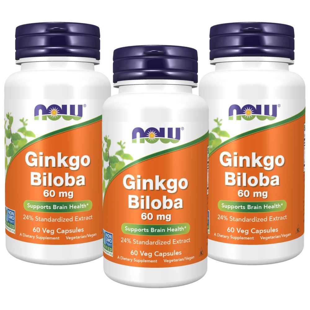 Now Foods Ginkgo Biloba 60 Mg 60 Veg Capsules Pack of 3