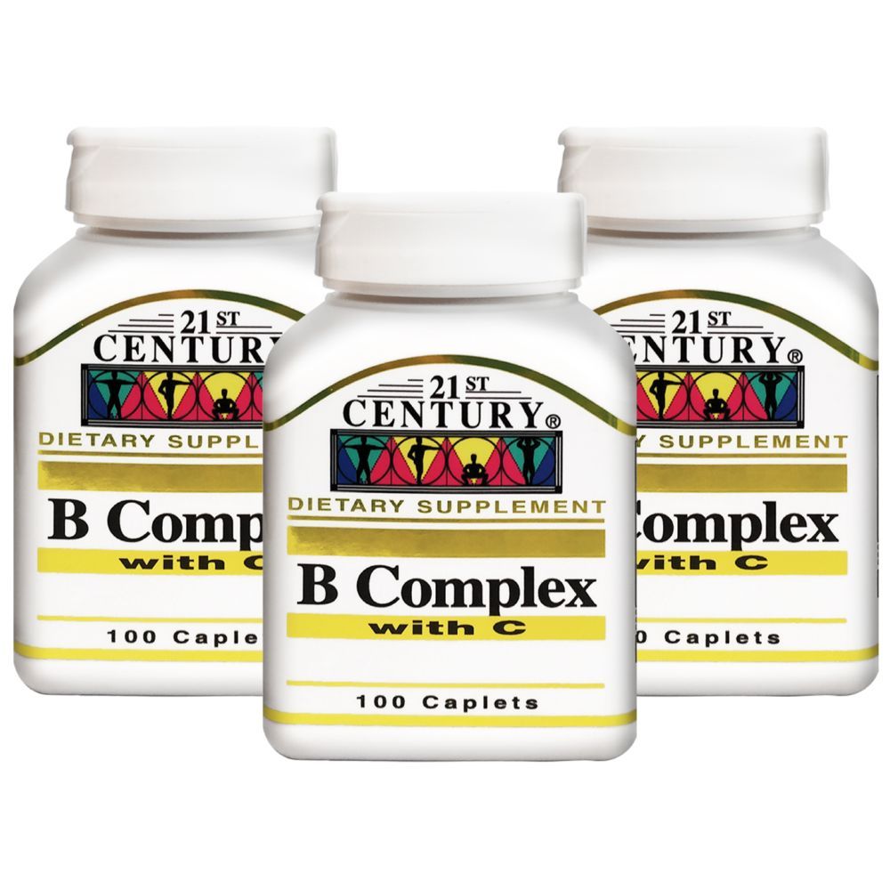 21st Century - B Complex With C 100 Caplets Pack of 3