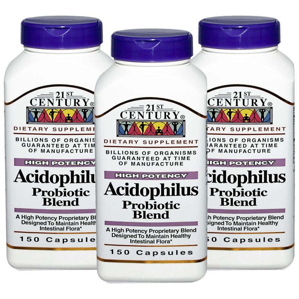 21st Century Acidophilus Probiotic Blend High Potency 150 Capsules 3pcs