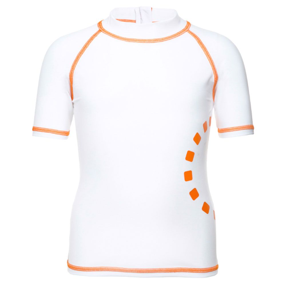 Noma Swimwear - White/Orange Short-Sleeved Rash Top