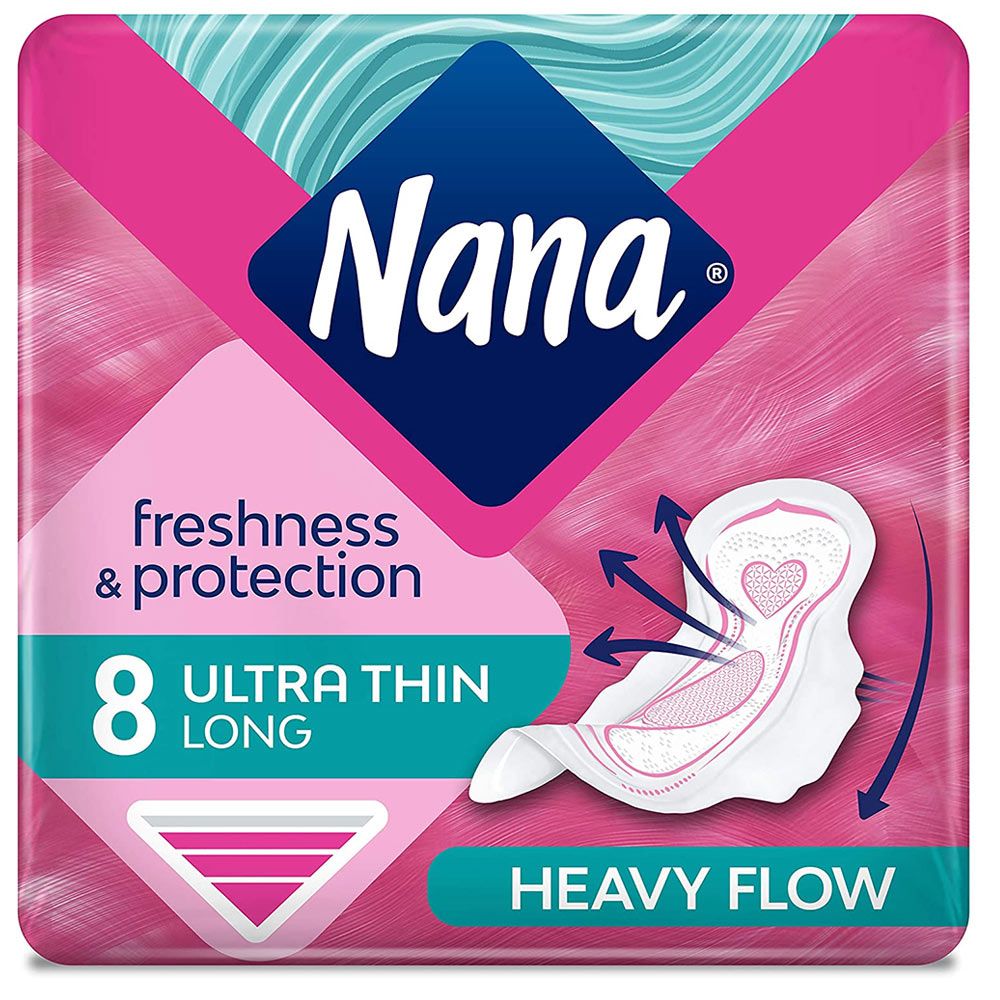 Nana - Ultra Long/Super Sanitary Pads With Wings, 8 Count