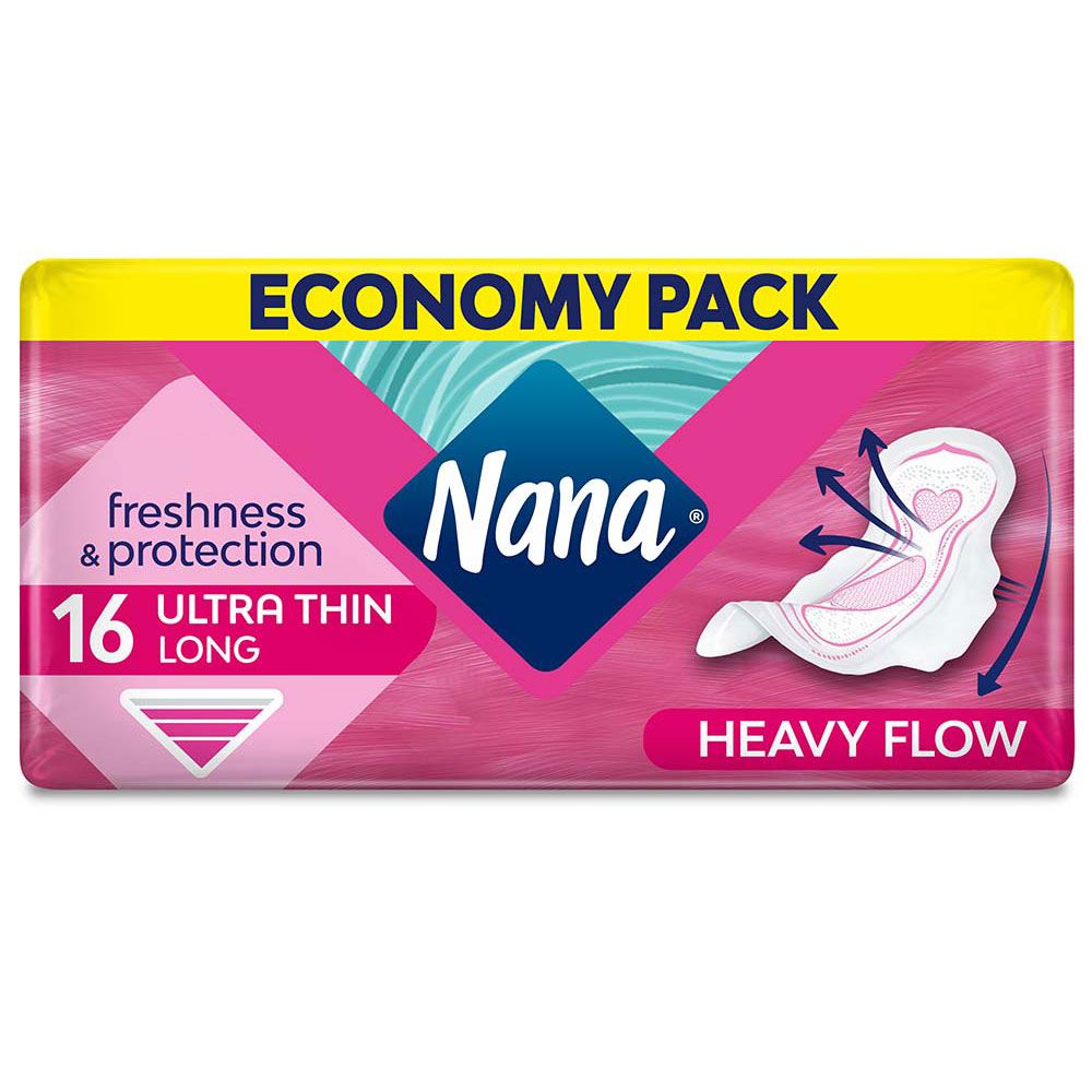 Nana - Ultra Long/Super Sanitary Pads With Wings, 16 Count