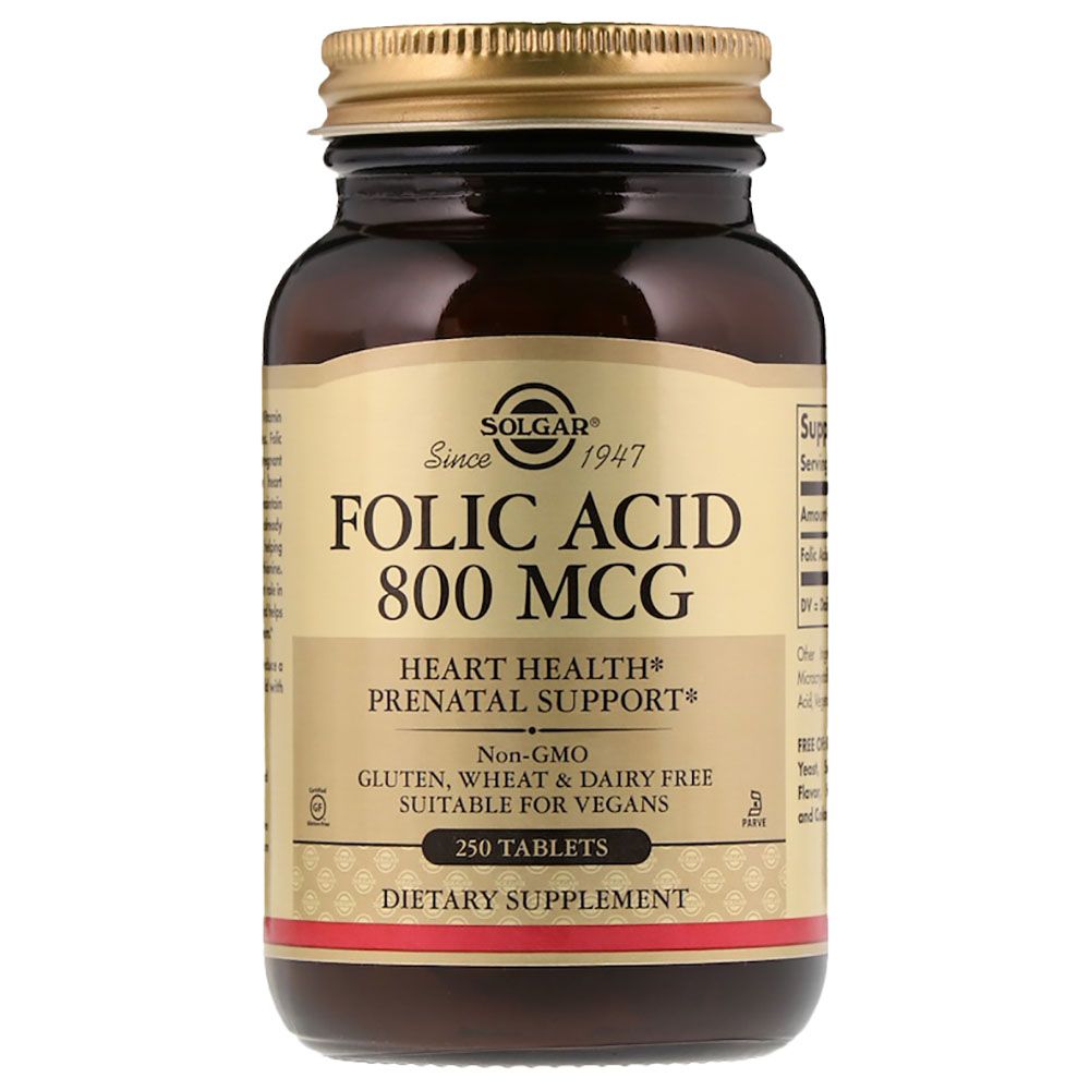 Solgar - Folic Acid Tablets 800mcg, 250 Tablets