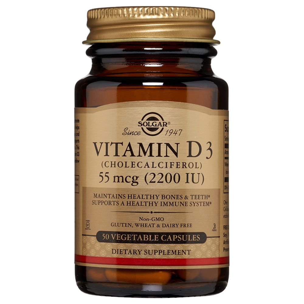 Solgar Vitamin D3 55mcg (2200 IU) 50 Vegetable Capsules