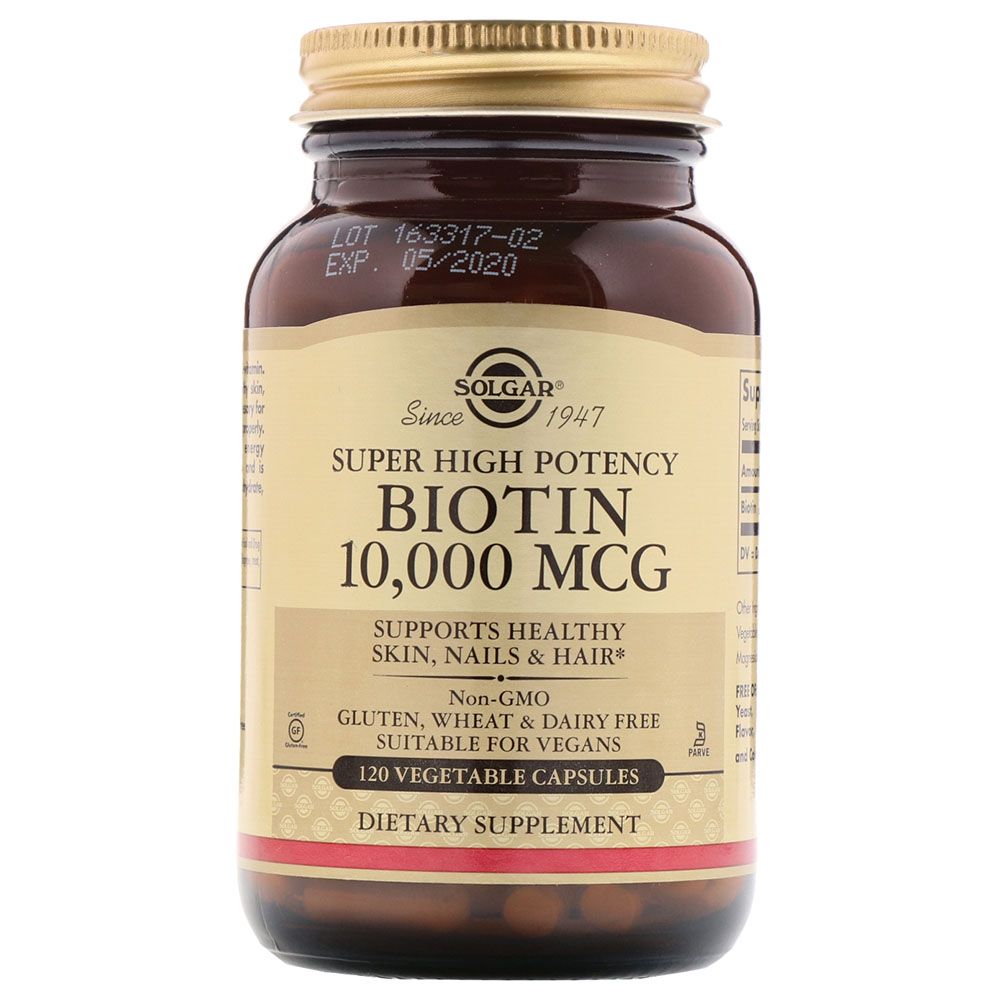 Solgar - Biotin 10,000 Mcg 120 Vegetable Capsules