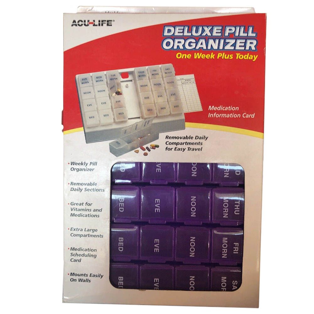 Acu Life - Deluxe Pill Organizer 1 Week+Today Assorted Color