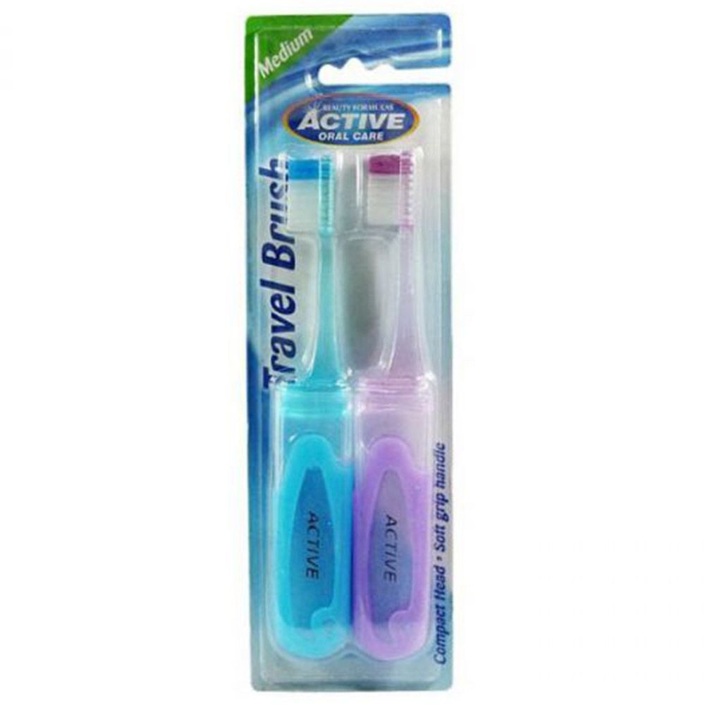 Beauty Formulas - Travel Tooth Brush Pack of 2 Medium - Assorted