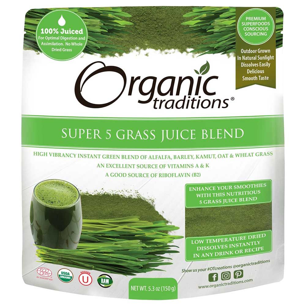 Organic Traditions Super 5 Grass Juice Blend 150g