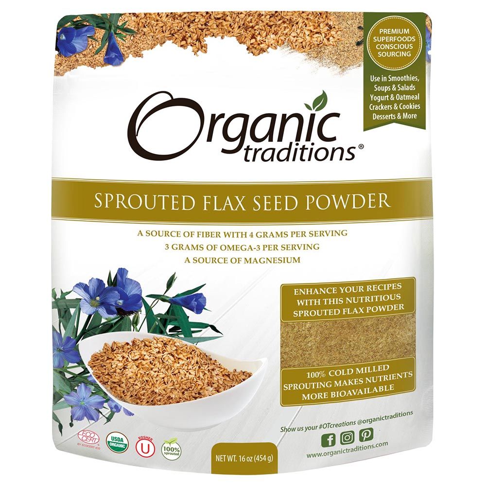 Organic Traditions Sprouted Flaxseed Golden 454g