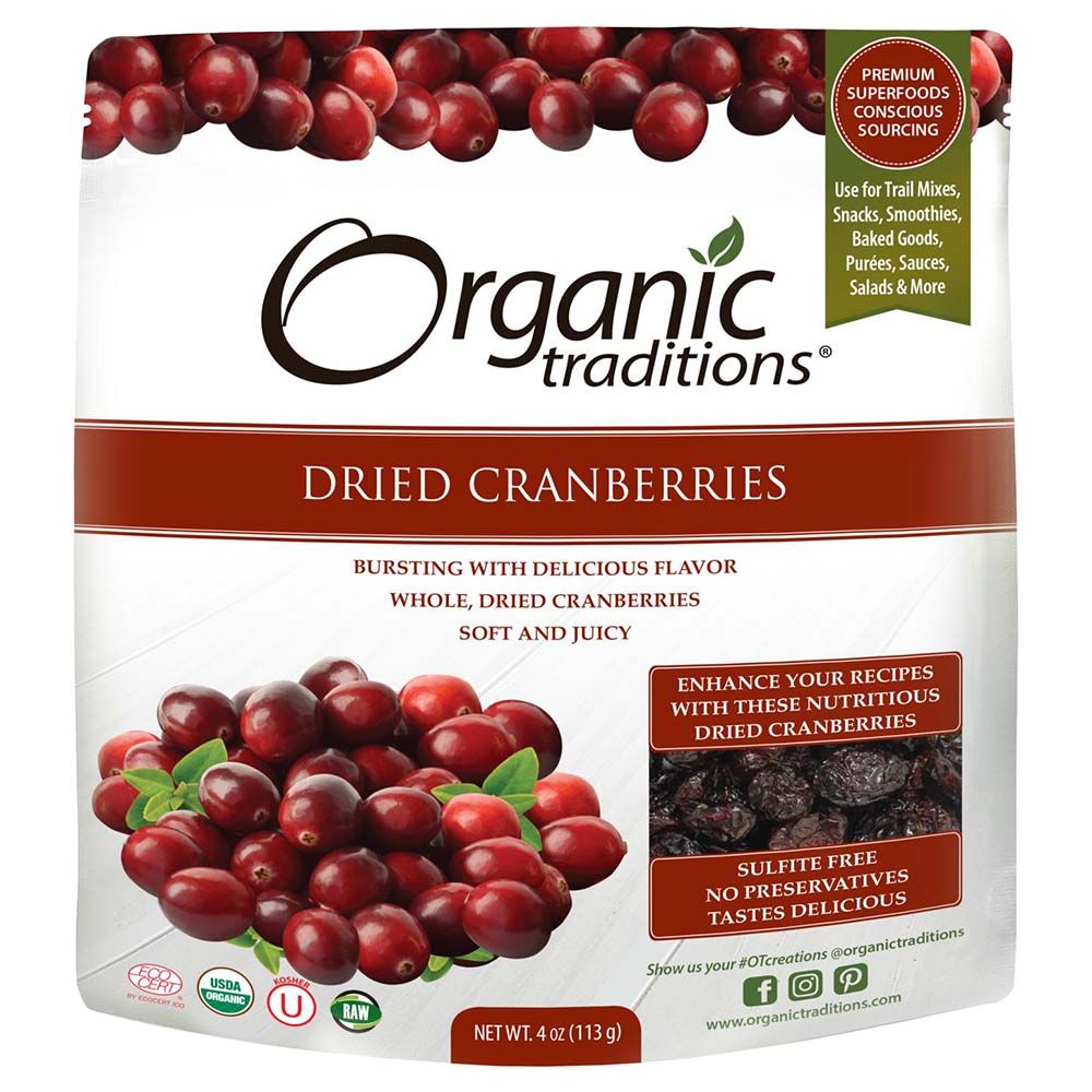 Organic Traditions Dried Cranberries 113g