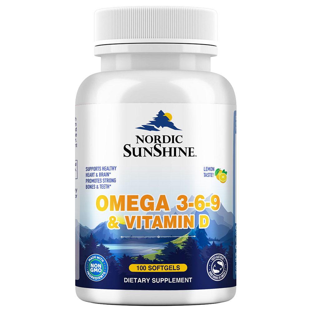 Nordic Sunshine - Omega 3 6 9 688mg & Vitamin D 100 Softgels