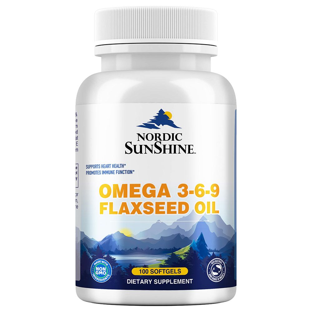 Nordic Sunshine - Omega 3 6 9 Flaxseed Oil 100 Softgels